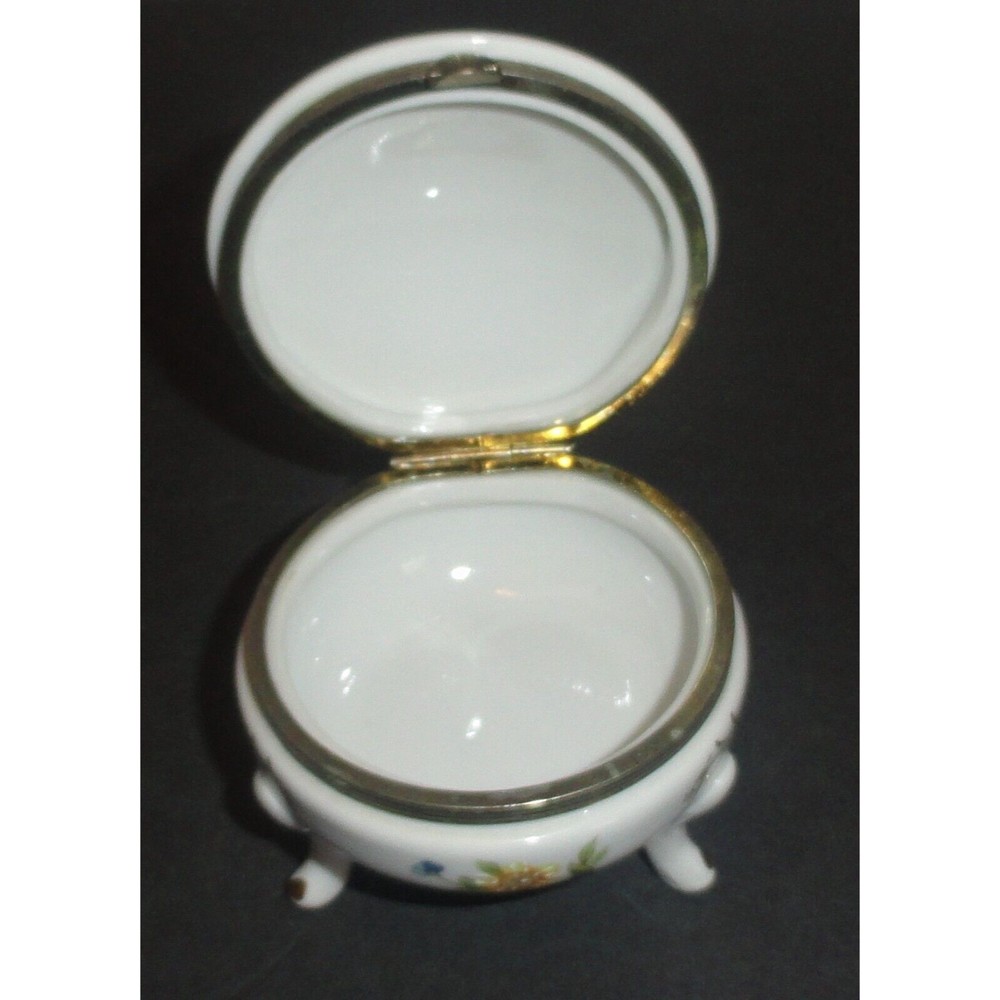 Vintage Napcoware Japan 2" Tall Rose Trinket Footed Jewelry Box with Hinged Lid - Picture 2 of 8